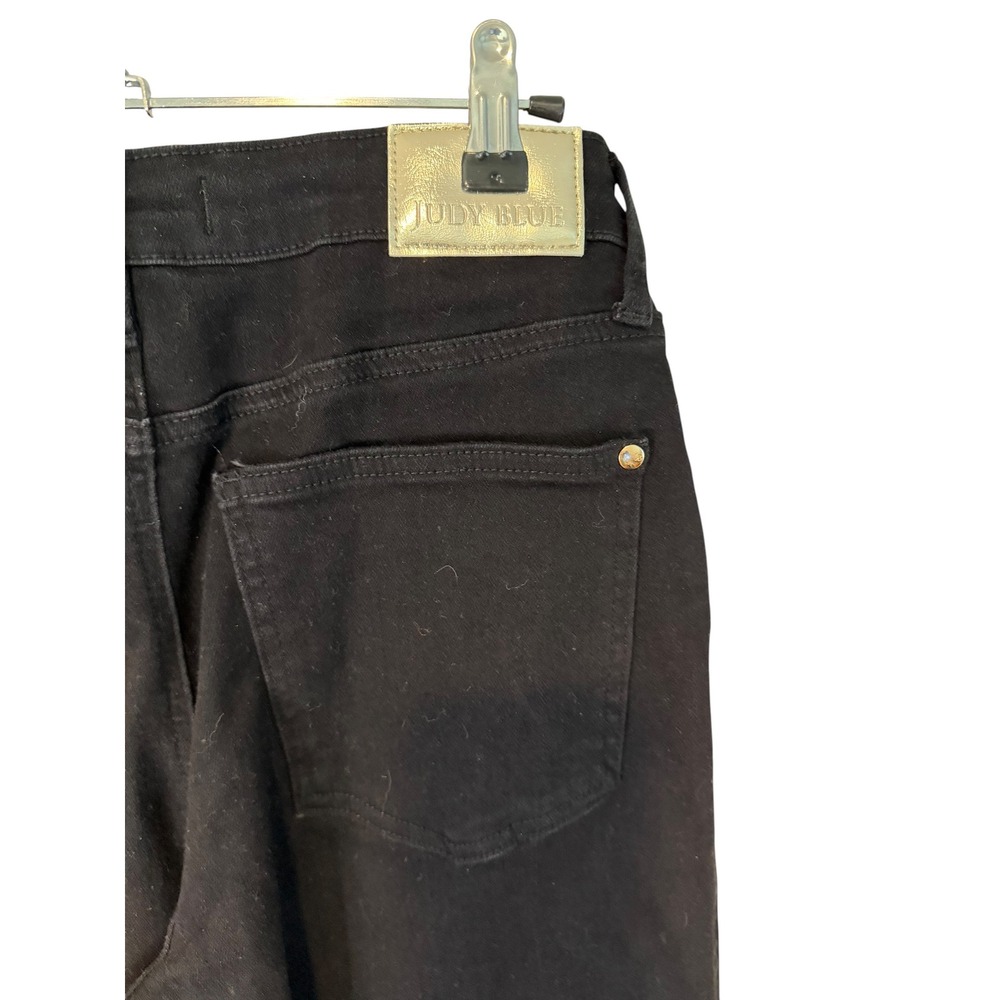 Judy Blue Retro Wide Leg High Rise Seamed Black Denim Jeans 11/30 Cut Hem - Picture 6 of 13